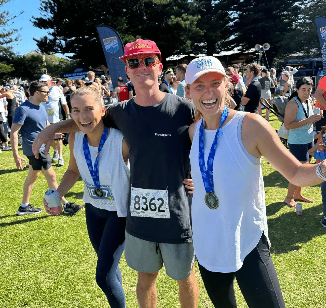 Happy runners at finish line